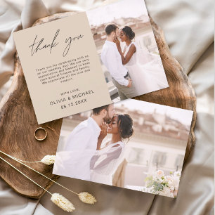 Terracotta Wedding Thank You Photo Minimalist Card