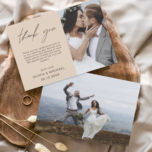 Terracotta Wedding Thank You Photo Minimalist Card