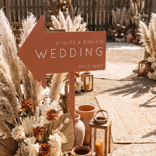 Terracotta wedding this way arrow minimal Yard Sign