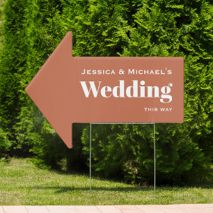 Terracotta Wedding This Way Directional Arrow Sign