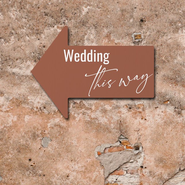 Terracotta Wedding This Way Elegant Simple Arrow Sign (Creator Uploaded)