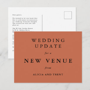 Terracotta Wedding Venue Change Update Card