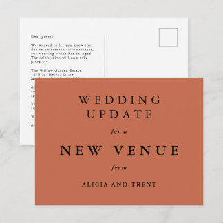 Terracotta Wedding Venue Change Update Card