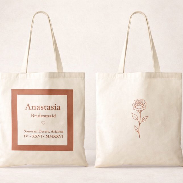 Terracotta Wedding Welcome Bag Tote with Rose (Creator Uploaded)
