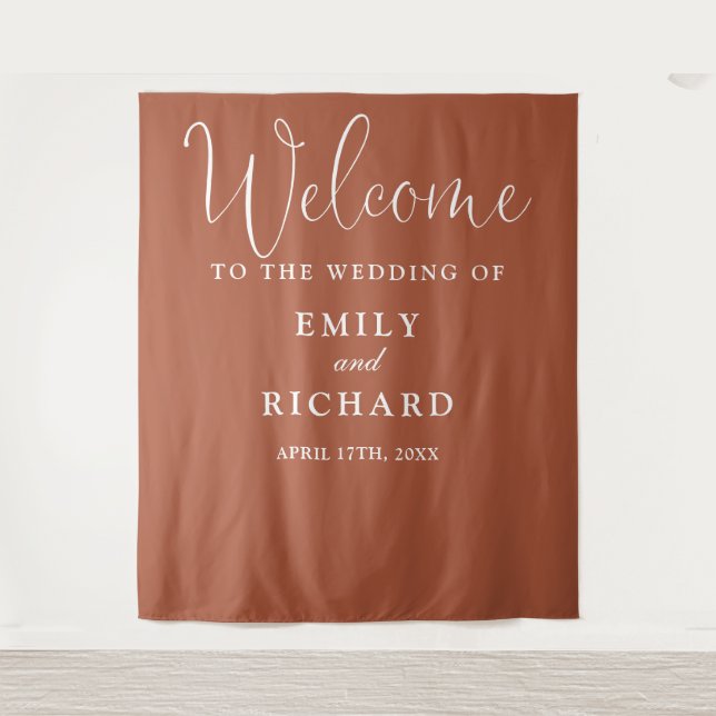 Terracotta Wedding Welcome Photo Backdrop (Front)