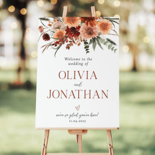 Terracotta Wedding Welcome Sign, Fall Floral Welco Foam Board