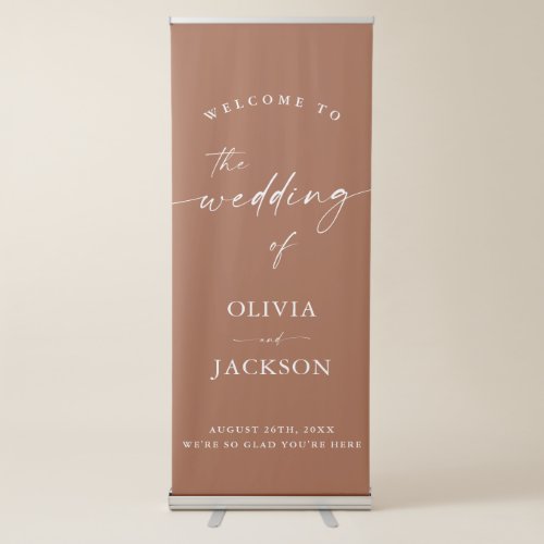 Terracotta Wedding Welcome Sign Modern Minimalist Retractable Banner