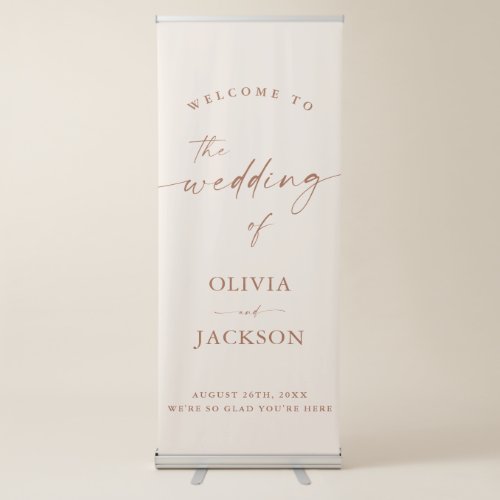 Terracotta Wedding Welcome Sign Modern Minimalist Retractable Banner