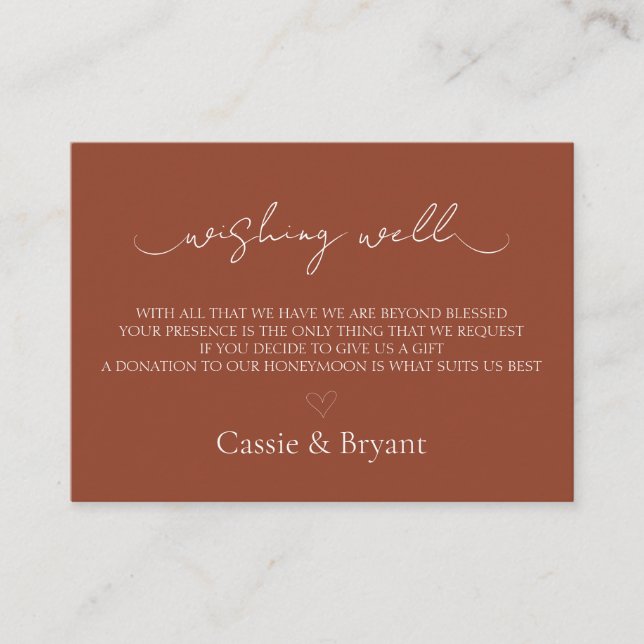 Terracotta Wedding Wishing Well Enclosure Card (Front)