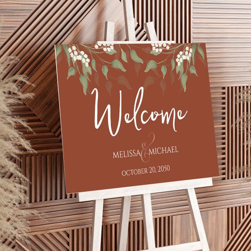 Terracotta Welcome Calligraphy Ampersand Floral Foam Board