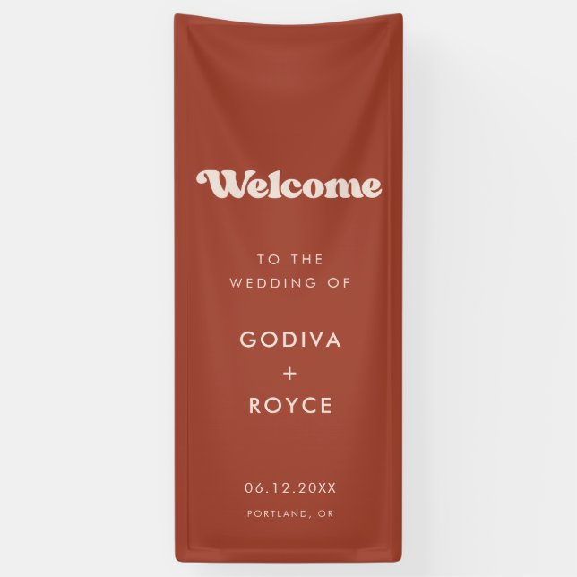 Terracotta Welcome to our Wedding Banner (Vertical)