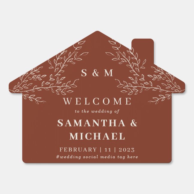 Terracotta Welcome to the wedding Ivy Flower Suite Sign