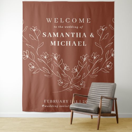 Terracotta Welcome to the wedding Tiny Flower Tapestry