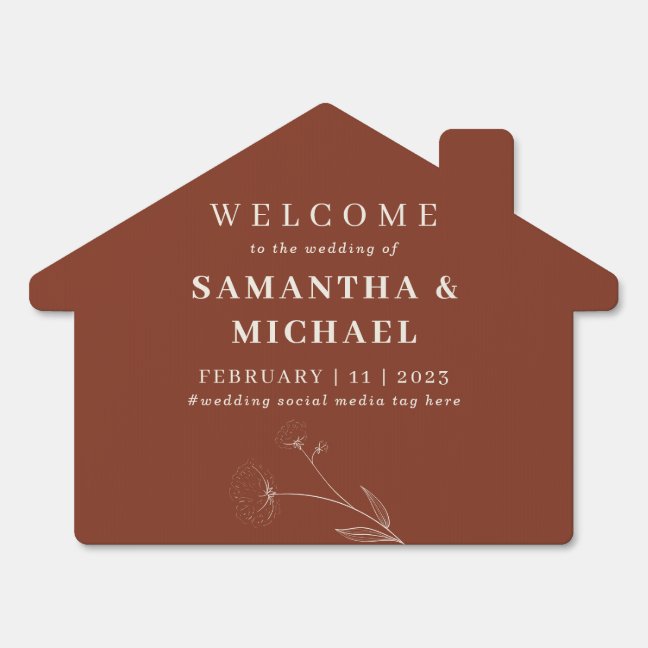 Terracotta Welcome to wedding Cotton Flower Suite Sign