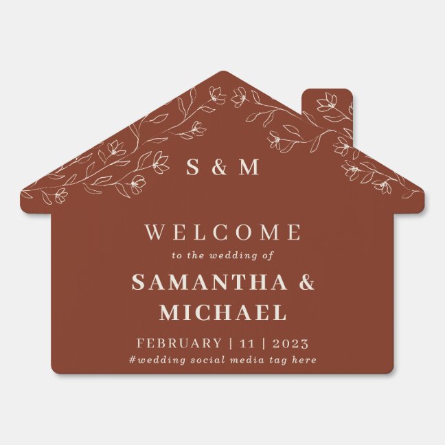Terracotta Welcome to wedding Tiny Flower Suite Sign