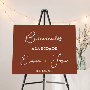 Terracotta welcome wedding sign in spanish