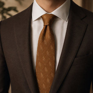 Terracotta Wheat Botanical Rustic Autumn Farmhouse Neck Tie