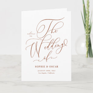 Terracotta Whimsical Calligraphy Boho Wedding Program