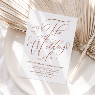 Terracotta Whimsical Calligraphy Wedding QR Code Invitation Postcard