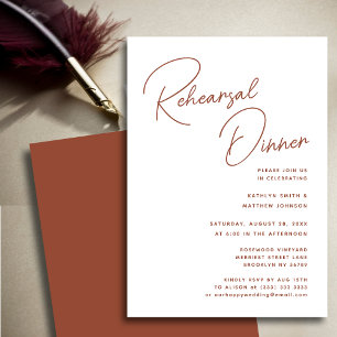 Terracotta Whimsical Script Chic Rehearsal Dinner Invitation