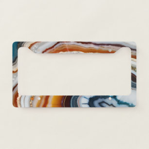  Terracotta White Black Blue Gold Agate Geode License Plate Frame