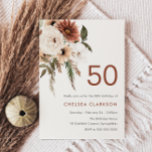 Terracotta & White Boho Floral 50th Birthday Party Invitation<br><div class="desc">Terracotto & White Boho Floral 50th Birthday Party Invitation
Matching collection in Niche and Nest store.


Beautiful hand painted watercolor illustration</div>