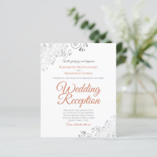 Terracotta & White BUDGET Wedding Reception Invite