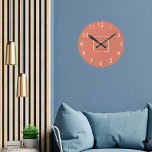 Terracotta white business logo round clock<br><div class="desc">A terracotta,  burnt orange colored background. Personalize and add your business,  company logo.  White clock numbers.</div>