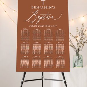 Terracotta White Cross Baptism Seating Chart Foam Board