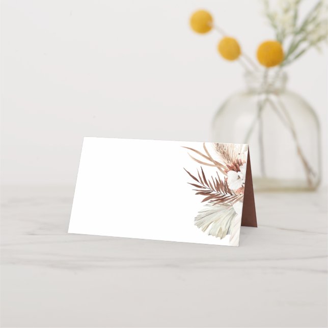 Terracotta White Floral Boho Botanical Elegant Place Card (Front)