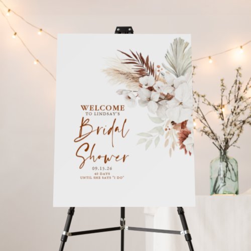 Terracotta White Floral Bridal Shower Welcome Sign