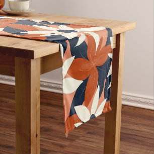Terracotta White Floral Elegant Long Table Runner