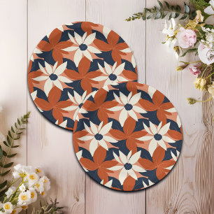 Terracotta White Floral Elegant Paper Plates