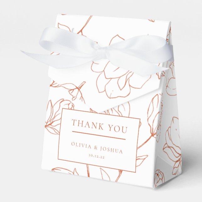 Terracotta White Floral Wedding Thank you Favor Boxes (Front Side)