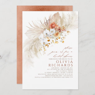 Terracotta White Flowers Boho Bridal Shower Invitation