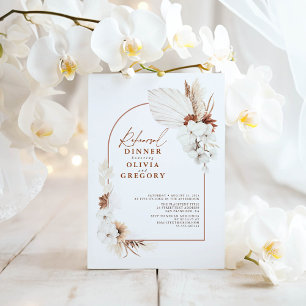 Terracotta White Flowers Boho Rehearsal Dinner Invitation