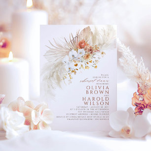 Terracotta White Flowers Boho Rehearsal Dinner Invitation