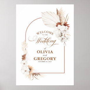 Terracotta White Flowers Boho Wedding Welcome Sign