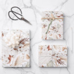 Terracotta White Flowers Botanical Boho Elegant Wrapping Paper Sheets<br><div class="desc">Terracotta and white flowers pattern wrapping papers</div>