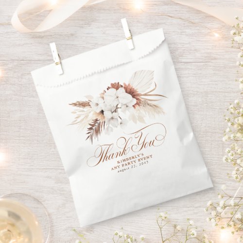 Terracotta White Ivory Flowers Boho Thank You Favor Bag