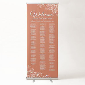 Terracotta & White Lace Alphabetical Seating Chart Retractable Banner