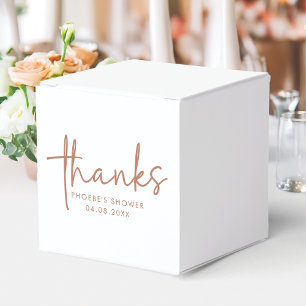 Terracotta & White Minimalist Bridal Shower Square Favor Boxes