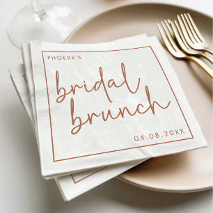 Terracotta & White Minimalist Script Bridal Brunch Napkins