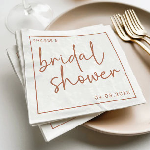 Terracotta & White Minimalist Script Bridal Shower Napkins