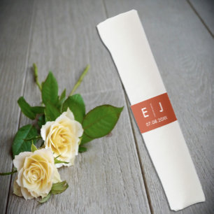 Terracotta & White Monogram Wedding Napkin Bands