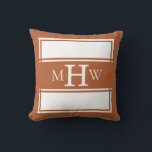 Terracotta & White Monogrammed Banner Border Throw Pillow<br><div class="desc">Create an upscale,  elegant look to your room with this monogrammed throw pillow. A classic double border frames the pillow while a wide banner in the middle highlights the monogram letters.</div>