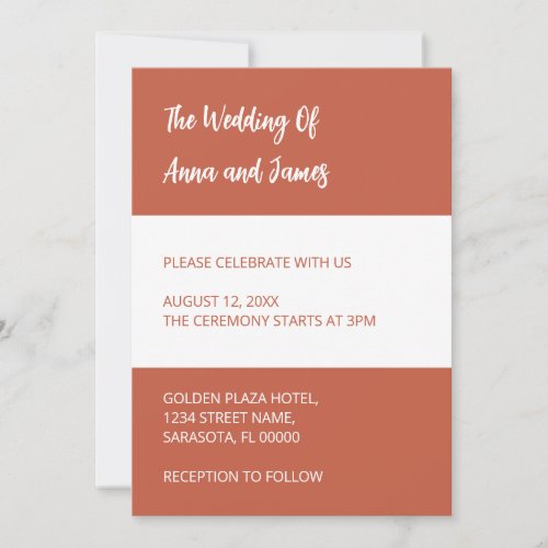 Terracotta White Wedding Invitation