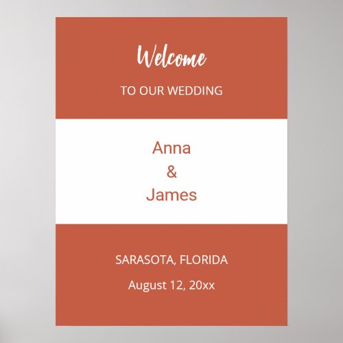 Terracotta White Wedding Welcome Poster