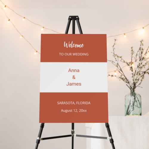 Terracotta White Wedding Welcome Sign