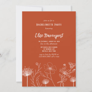 Terracotta White Wildflowers Bachelorette Party Invitation